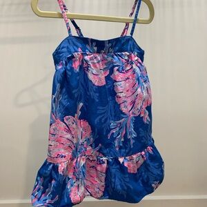 Lilly Pulitzer Girls Vibrant Blue and Pink Patterned Dress